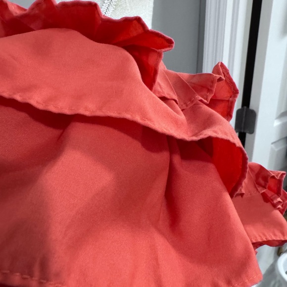 Entro Orange Ruffled Peplum Blouse. Size Small - Picture 6 of 12